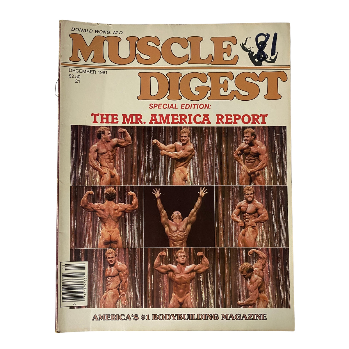 Cover of Muscle Digest Magazine December 1981 featuring the Mr. America Report, showcasing bodybuilders including Tim Belknap. The magazine is noted for being America's #1 bodybuilding magazine.