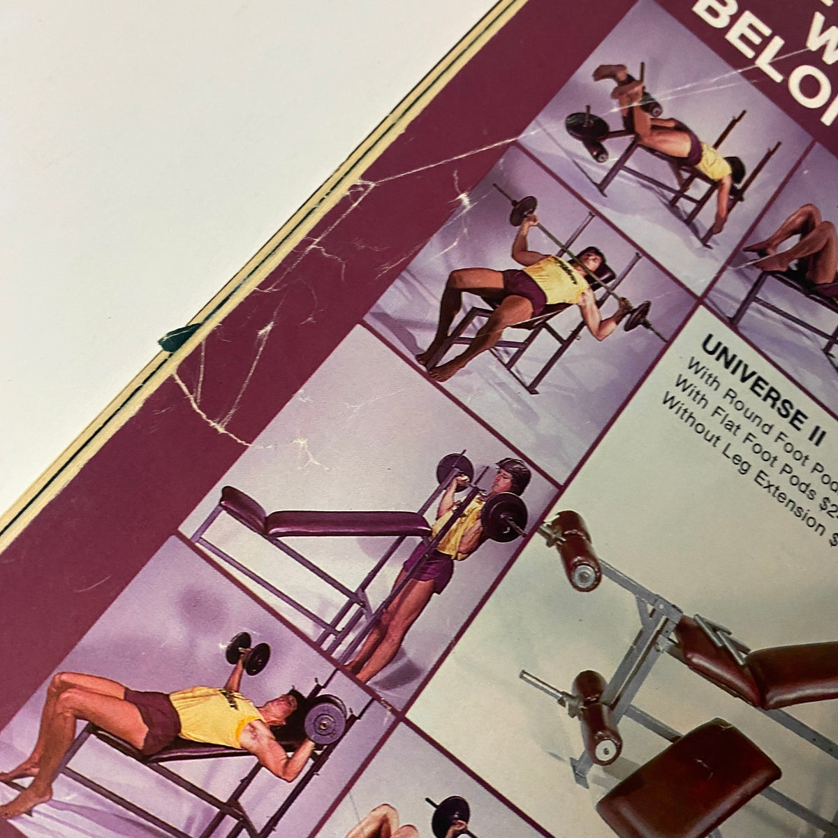 Page from Muscle Digest Magazine December 1981 featuring exercise illustrations, including the use of weights and fitness equipment. Captures the essence of strength training and bodybuilding, accompanying the issue's focus on Tim Belknap.