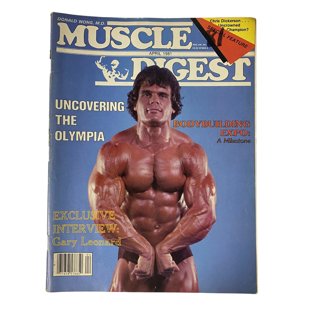 Cover of Muscle Digest Magazine April 1981 featuring Gary Leonard showcasing bodybuilding with the headline 'Uncovering The Olympia.'