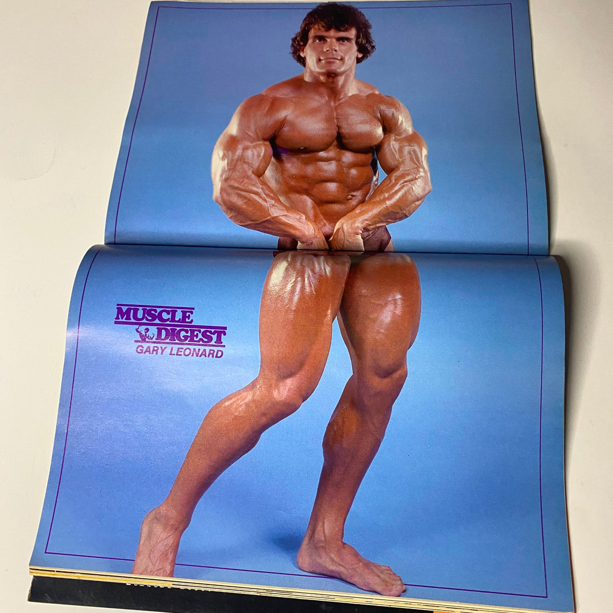 Centerfold from Muscle Digest Magazine April 1981 featuring Gary Leonard in a bodybuilder pose.