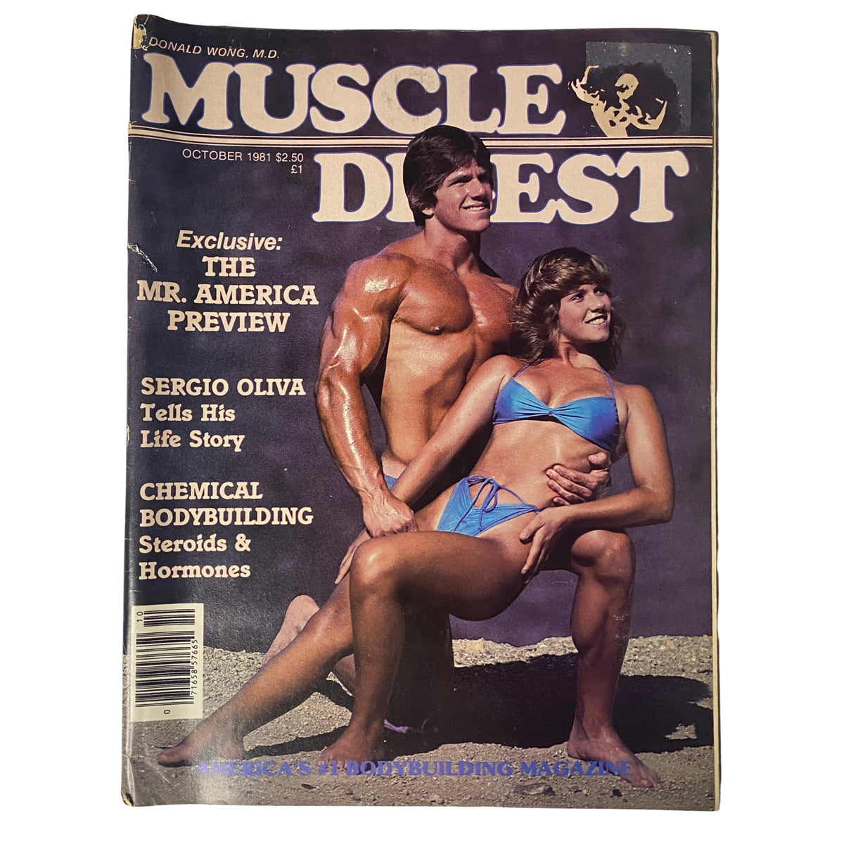 Cover of Muscle Digest Magazine, October 1981 featuring Troy Zuccolotto and Jana, highlighting The Mr. America Preview and articles on bodybuilding, in good condition.