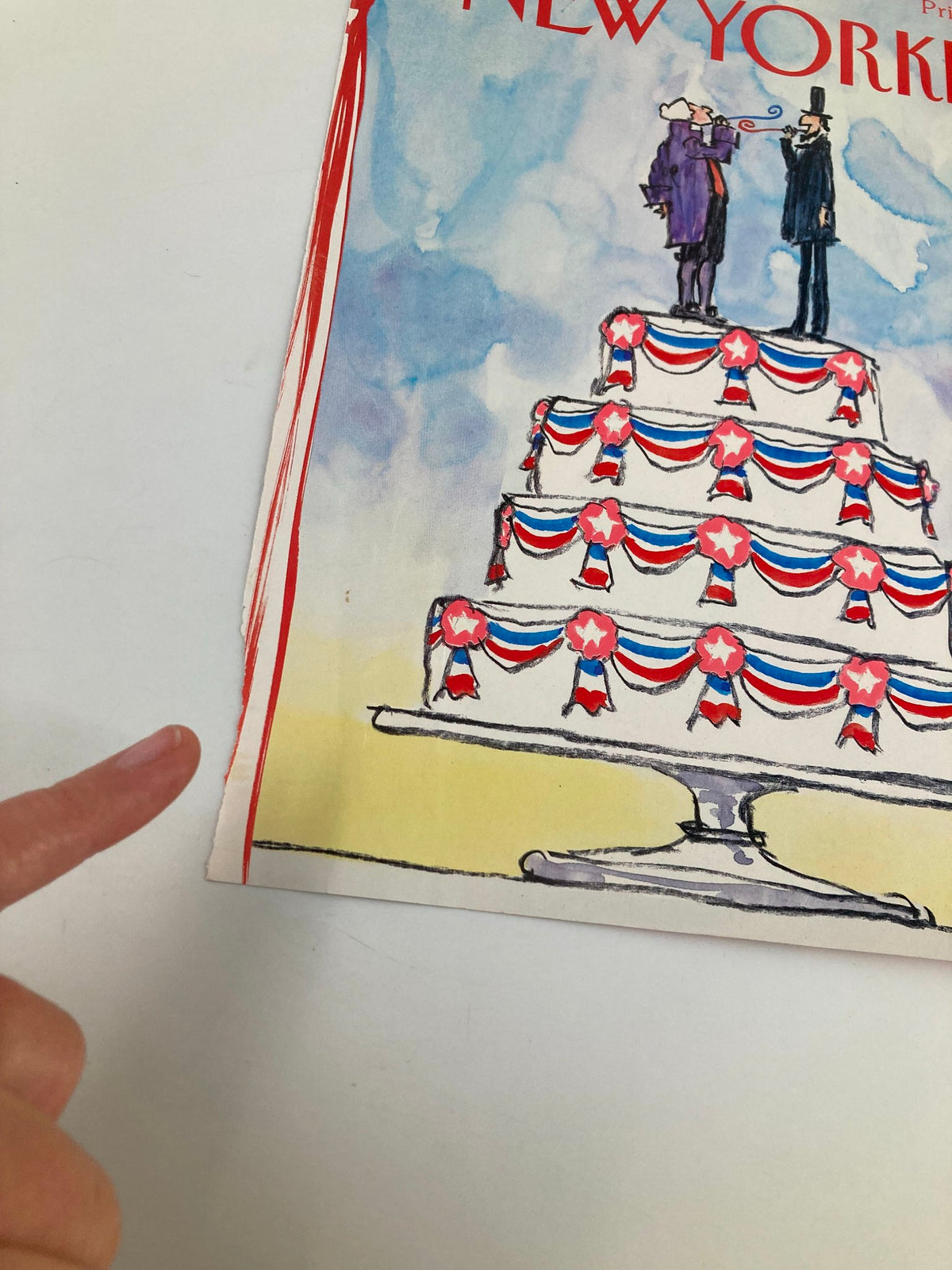Detail of The New Yorker cover dated February 19, 1990, highlighting Robert Weber's "Independence Cake" artwork, showing festive colors and imagery.