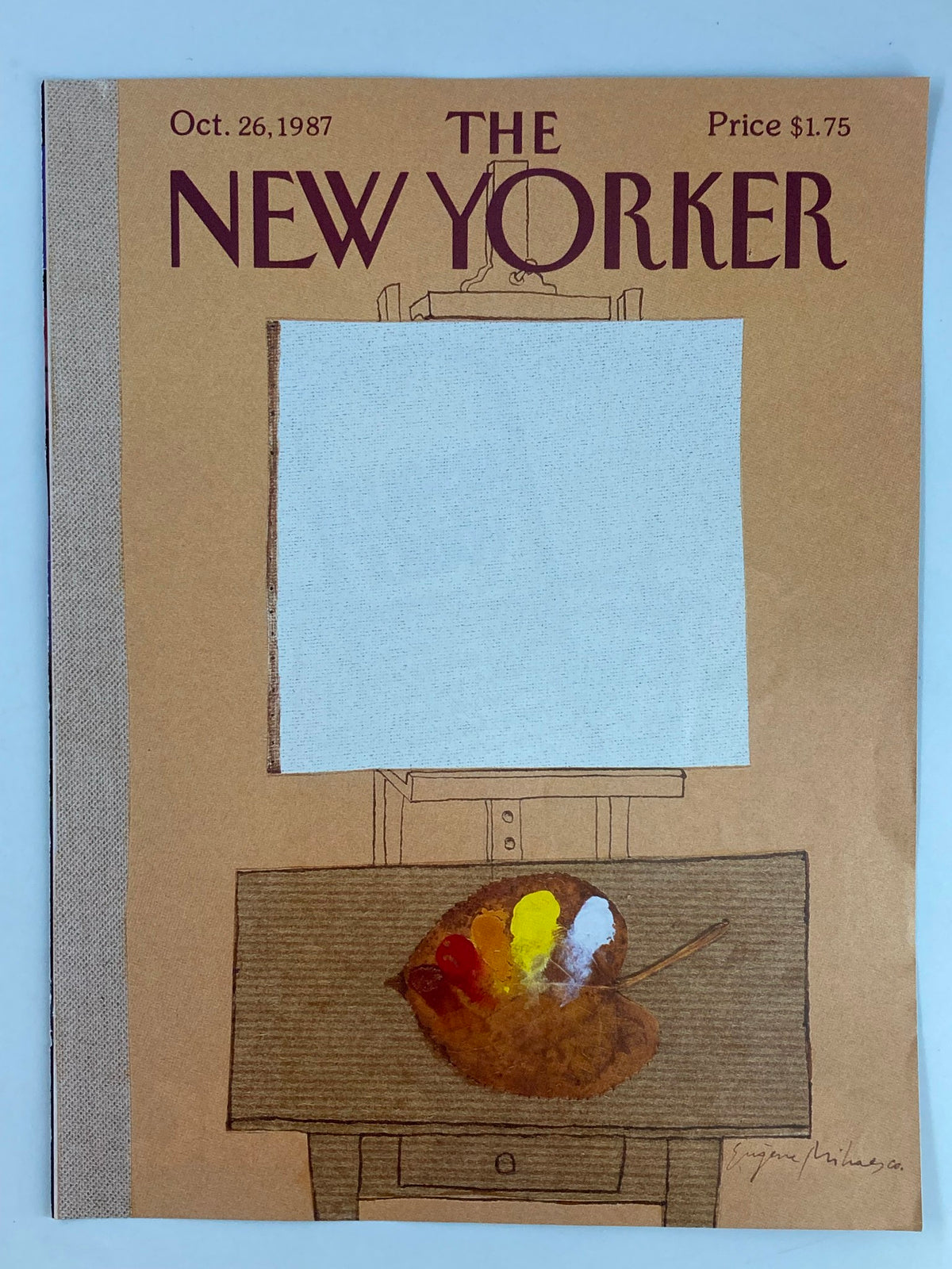 The New Yorker Cover October 26, 1987, featuring artwork 'What to Paint' by Eugene Mihaesco, showcasing a painter's palette on a table.