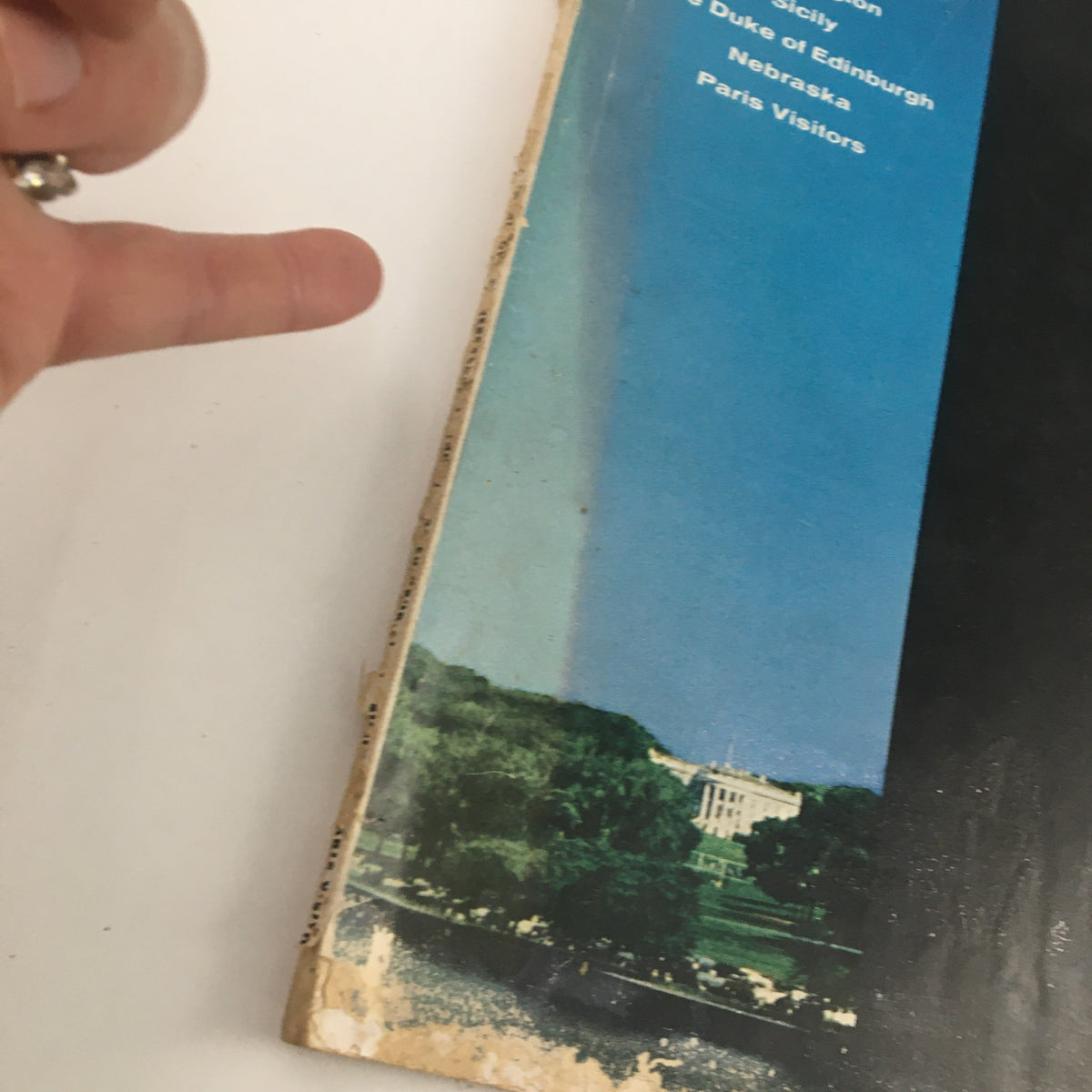 Close-up side view of the Holiday Magazine May 1956 cover highlighting minor wear and features.