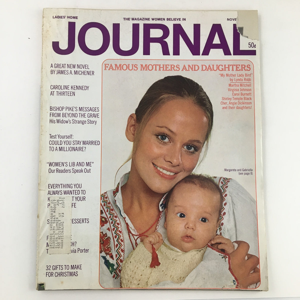 Cover of the Ladies' Home Journal Magazine November 1970 featuring Margareta and her daughter Gabriella. The magazine discusses famous mothers and daughters.
