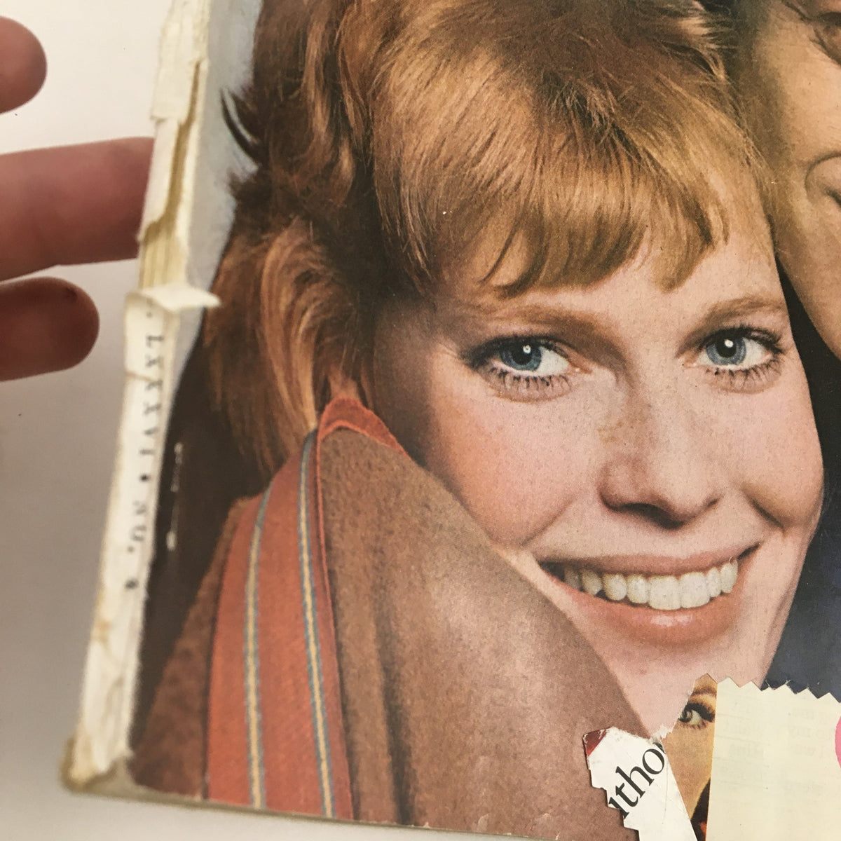 Detailed view of the Ladies' Home Journal Magazine April 1969 cover, showcasing actress Mia Farrow smiling, with visible wear indicating its vintage nature.