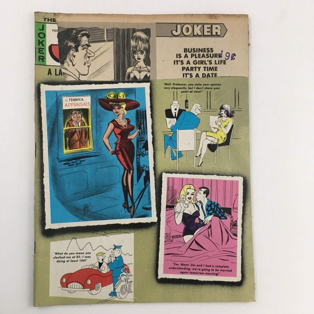 Cover of Joker Laugh Magazine Eye Doll Lita Tracey in Business is a Pleasure showcasing colorful illustrations and vintage aesthetics.