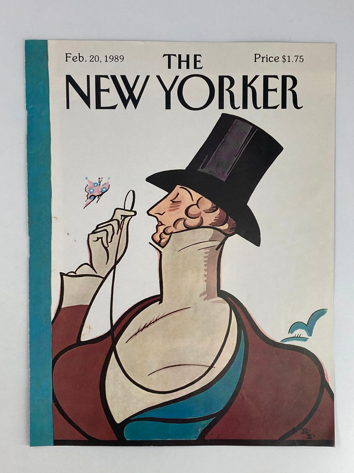 COVER ONLY The New Yorker February 20 1989 Eustace Tilley by Rea Irvin, displaying a vibrant cover art of Eustace Tilley, ideal for collectors of iconic magazine illustrations.