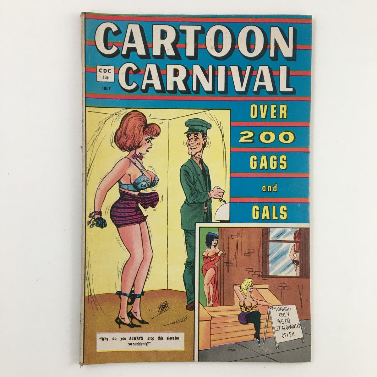 Cover of VTG Cartoon Carnival July 1971 Vol. 9 No. 4 Charlton Joke Magazine featuring colorful artwork, humor themes, and provocative illustrations.