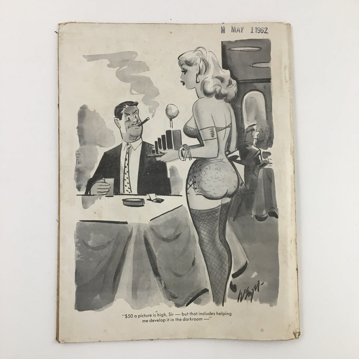 Cover illustration from Laugh Parade Humor Magazine July 1962, Vol. 2 No. 4, depicting a glamorous woman serving drinks, embodying the comedic style of the era.