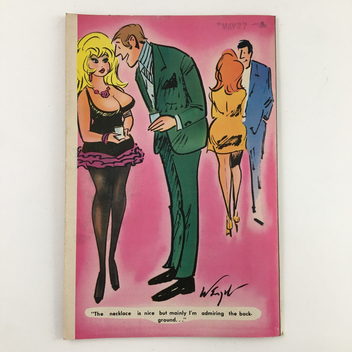 The cover of Good Humor September 1971 No. 41 magazine showcasing a vibrant illustration of a glamorous woman in a stylish dress engaged in a playful interaction, reflecting the youthful dating culture of the era.