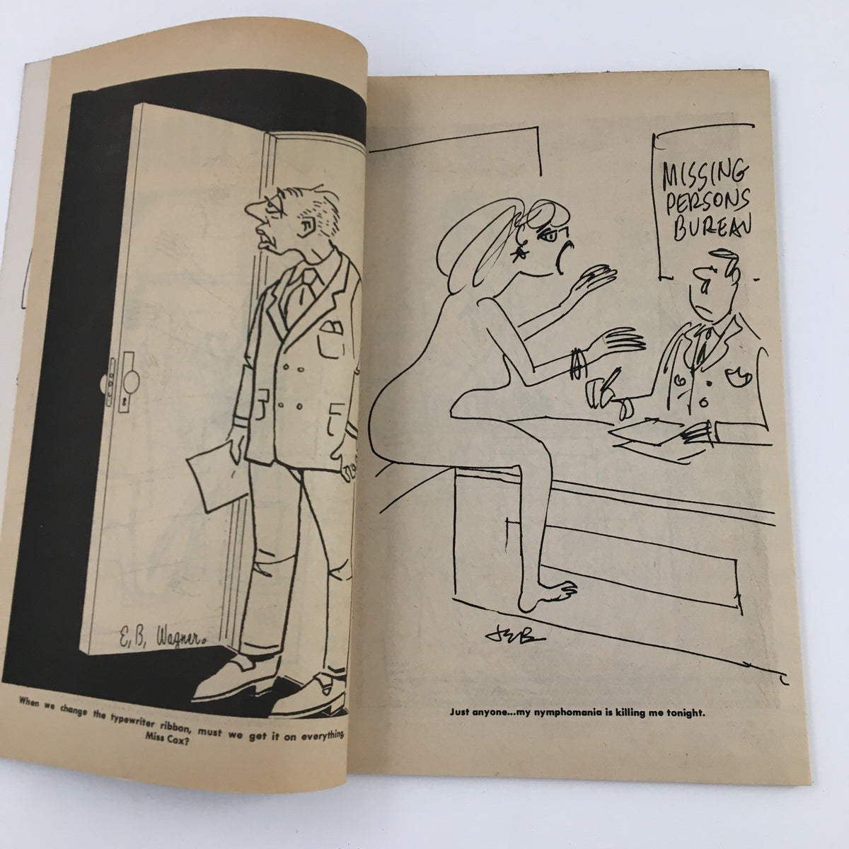 Inside page of Good Humor Cartoons July 1971 Vol. 7 No. 40 showing a humorous cartoon featuring characters in a Missing Persons Bureau scenario.