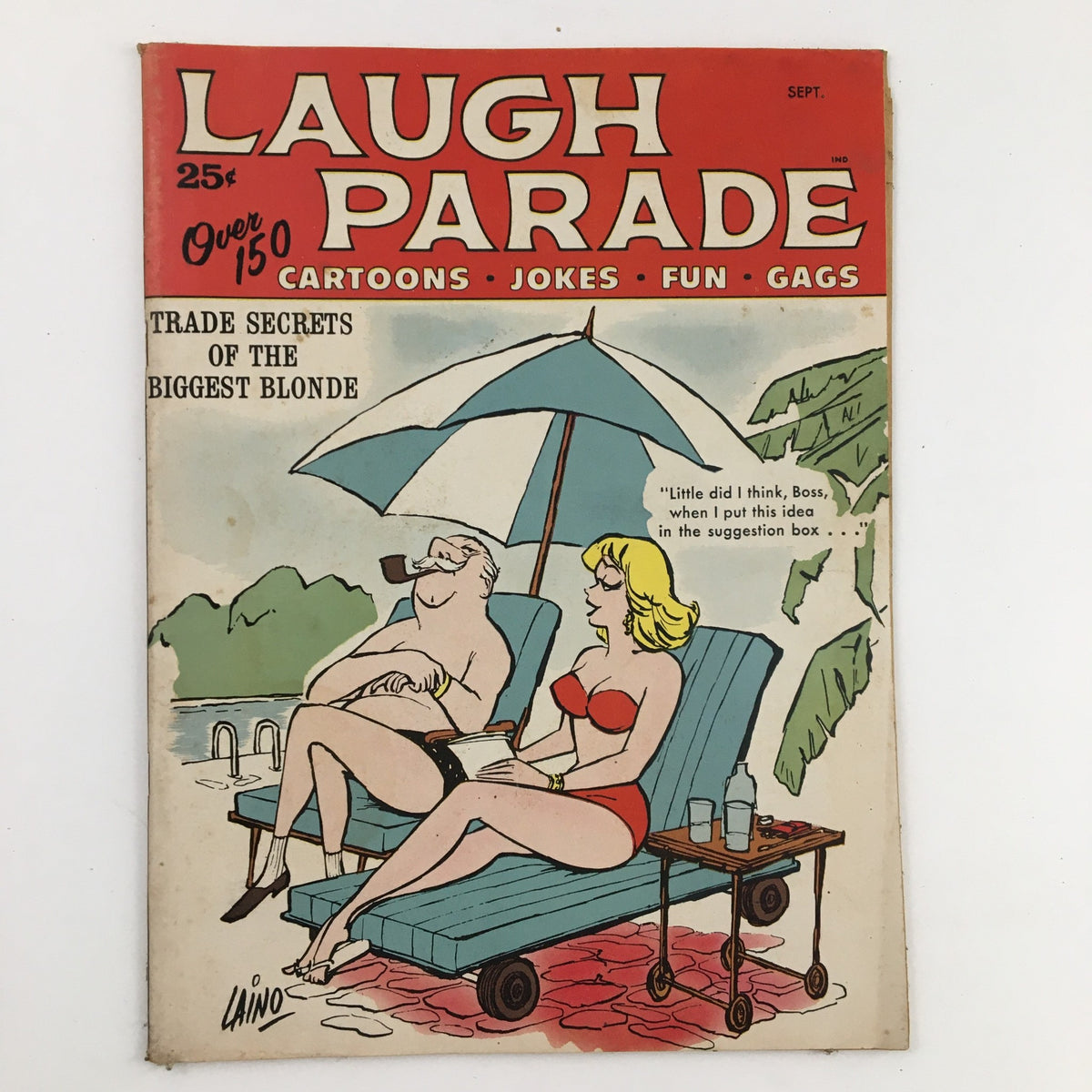 Laugh Parade September 1964 Vol. 4 No. 5 comic cover featuring humorous illustration of two characters by a pool, showcasing classic cartoons, jokes, and gags.