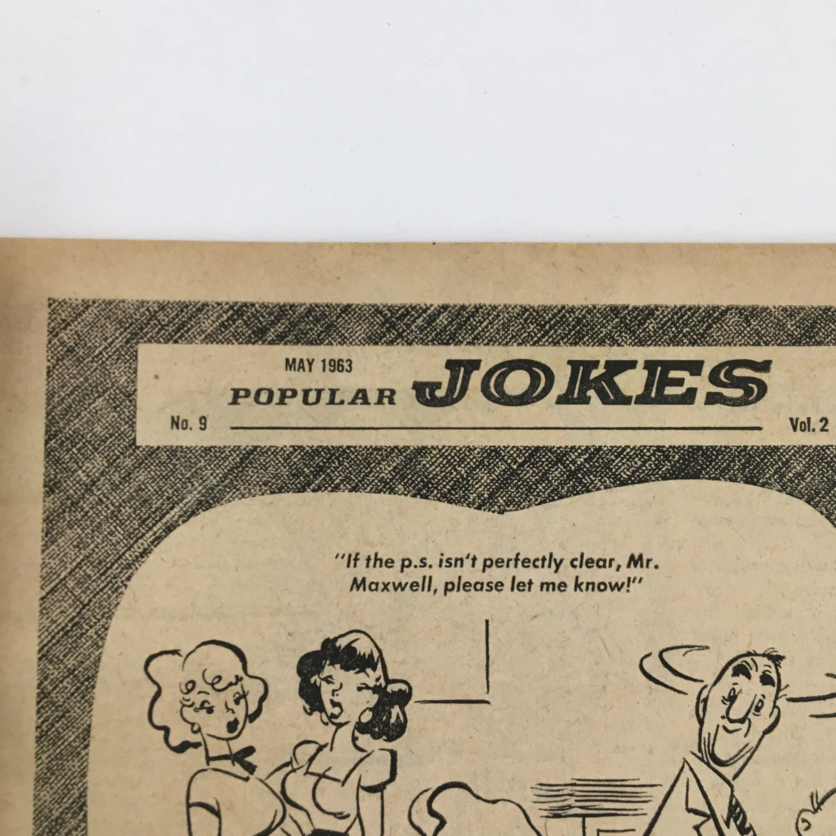 Inside page of Popular Jokes Laugh Magazine from May 1963 showing a comic strip, featuring classic humor from the era, reinforcing the magazine's comedic style.