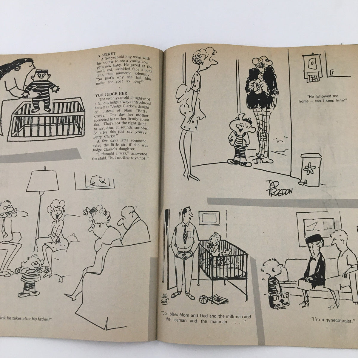 Another cartoon spread from Laugh Parade Magazine July 1970 Vol. 10 No. 4, with various humorous drawings depicting everyday life situations and lighthearted jokes.