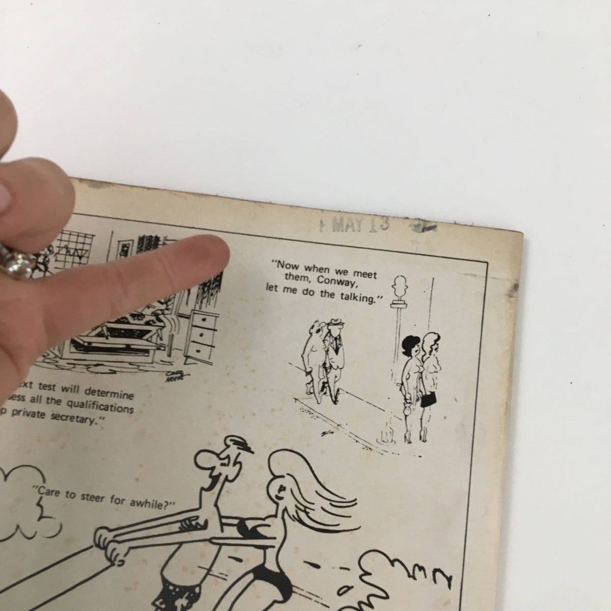 Close-up of a cartoon panel from Laugh Parade Magazine July 1970 Vol. 10 No. 4, showing humorous interactions among characters with playful dialogue.