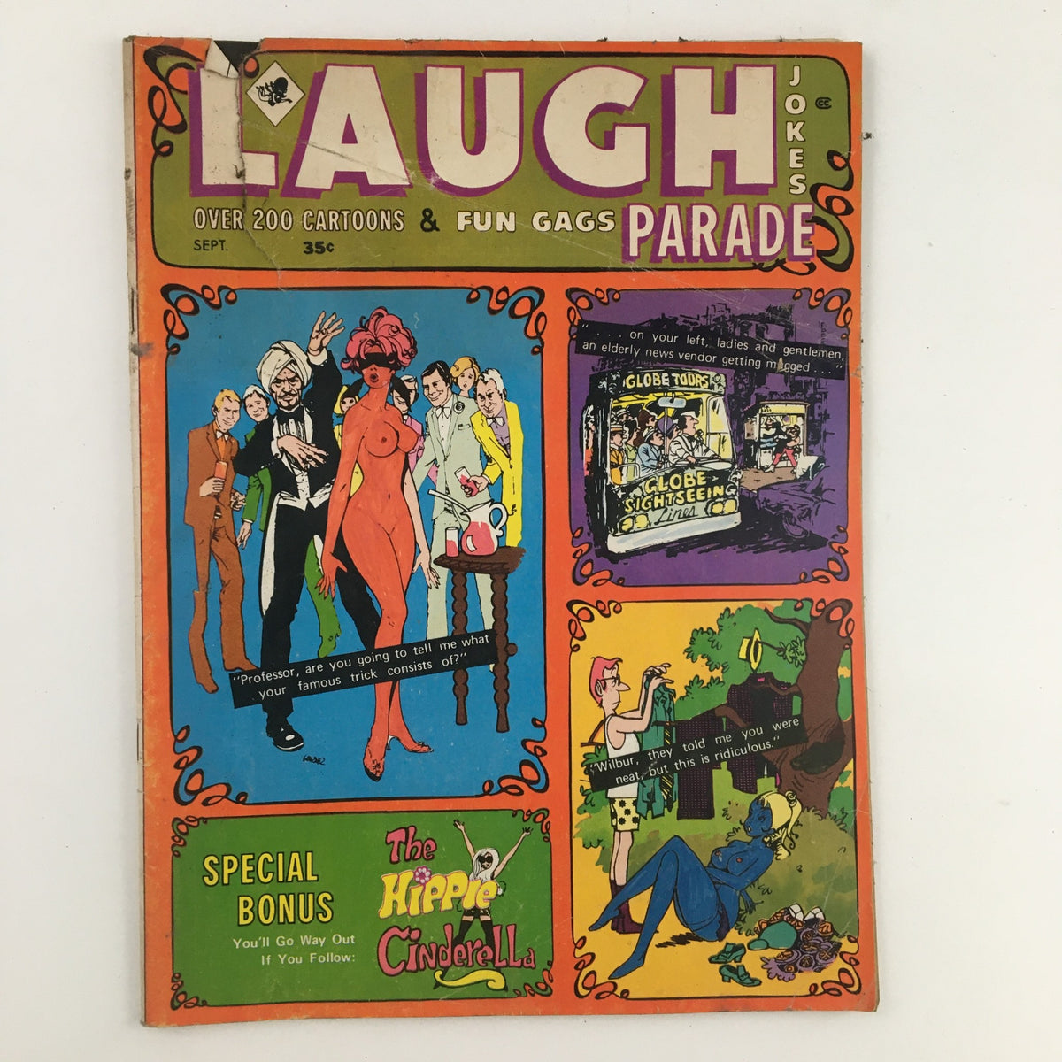Cover of Laugh Parade Magazine - September 1969 featuring The Hippie Cinderella Special with colorful illustrations and comedic themes reflecting the 1960s culture.