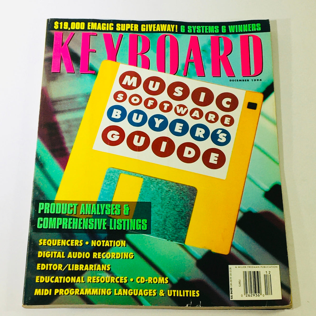 Cover of Keyboard Magazine, December 1994, featuring a Music Software Buyer's Guide and highlights including product analyses and comprehensive listings of music technology.