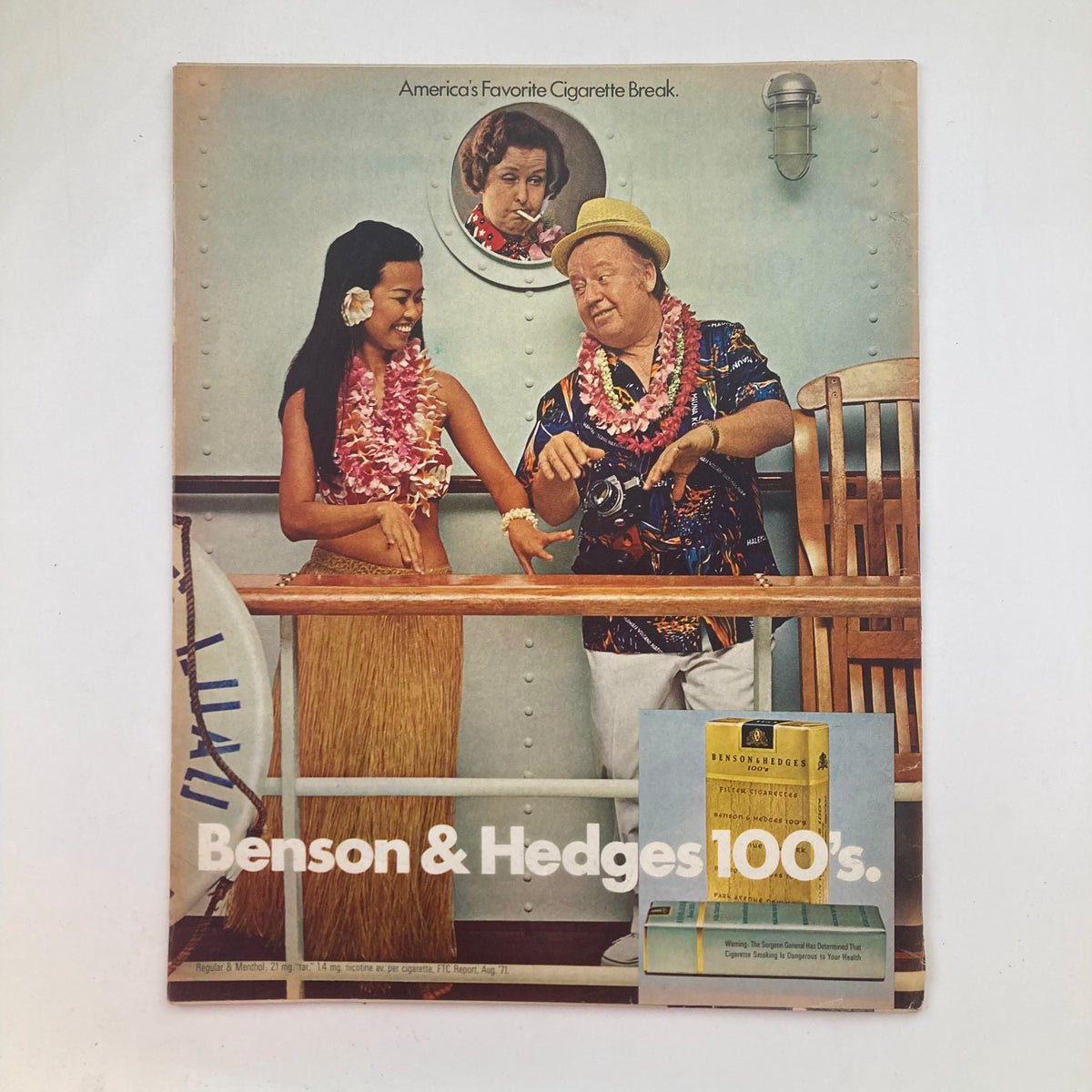 Back cover of Life Magazine March 24, 1972, featuring an advertisement for Benson & Hedges cigarettes with a tropical theme.