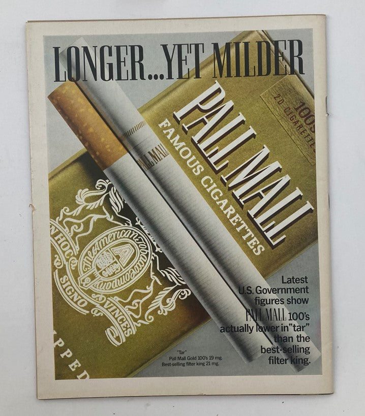 Back cover of Vintage Life Magazine April 3 1970, highlighting an advertisement for Pall Mall cigarettes.