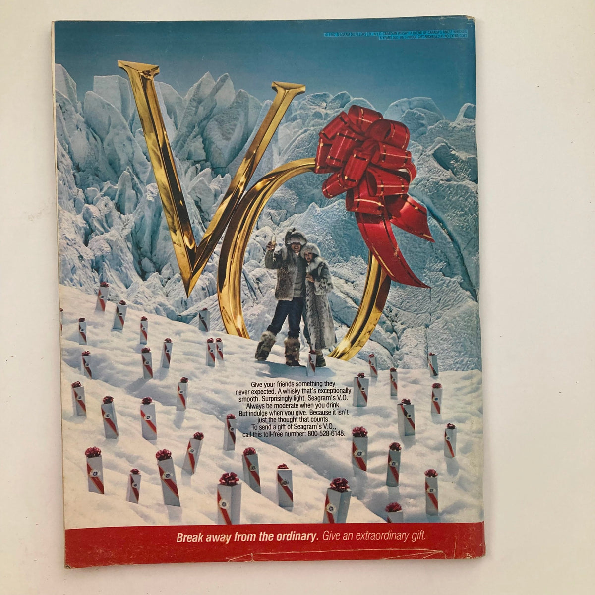 Back cover of the VTG Life Magazine December 1982 Vol 5 No. 12, featuring an advertisement with a snowy landscape and holiday theme.