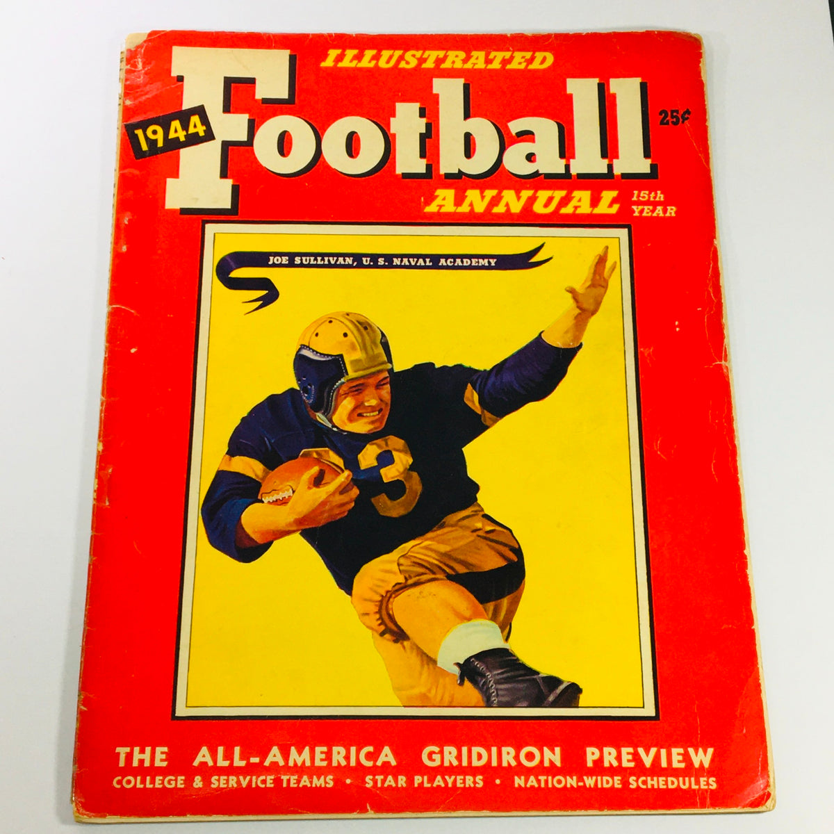 VTG Illustrated Football Annual Magazine 1944 featuring Joe Sullivan of the U.S. Naval Academy, showcasing a vintage cover design.