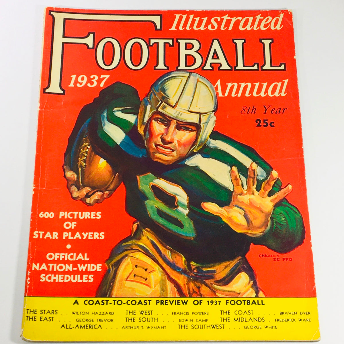 Cover of VTG Illustrated Football Annual Magazine 1937 featuring a football player, highlighting the theme of American football history.