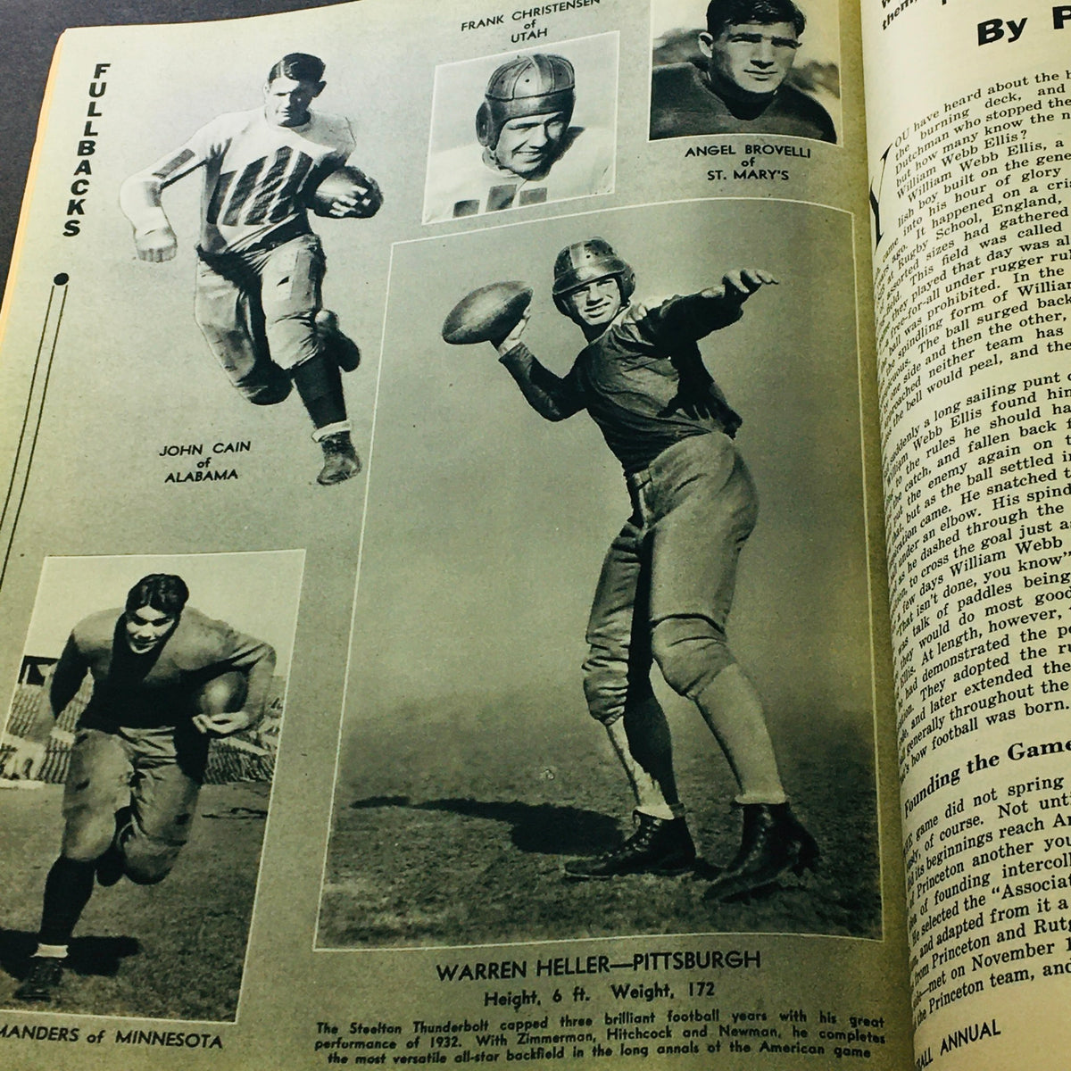 VTG Illustrated Football Annual Magazine 1933 featuring John Cain of Alabama and other notable players in football history.
