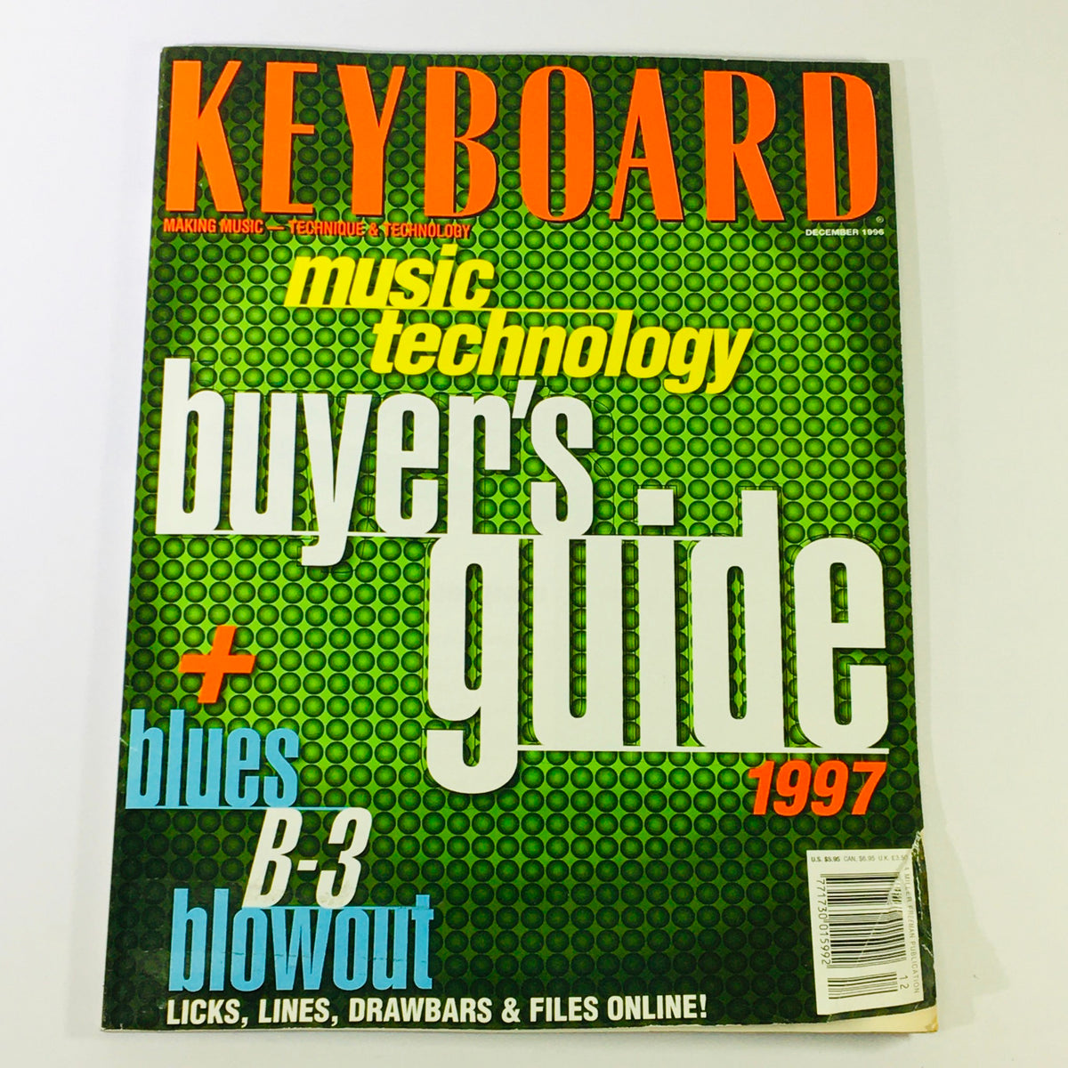 Cover of Keyboard Magazine December 1996, featuring the Music Technology Buyer's Guide for 1997, showcasing vibrant colors and bold typography.