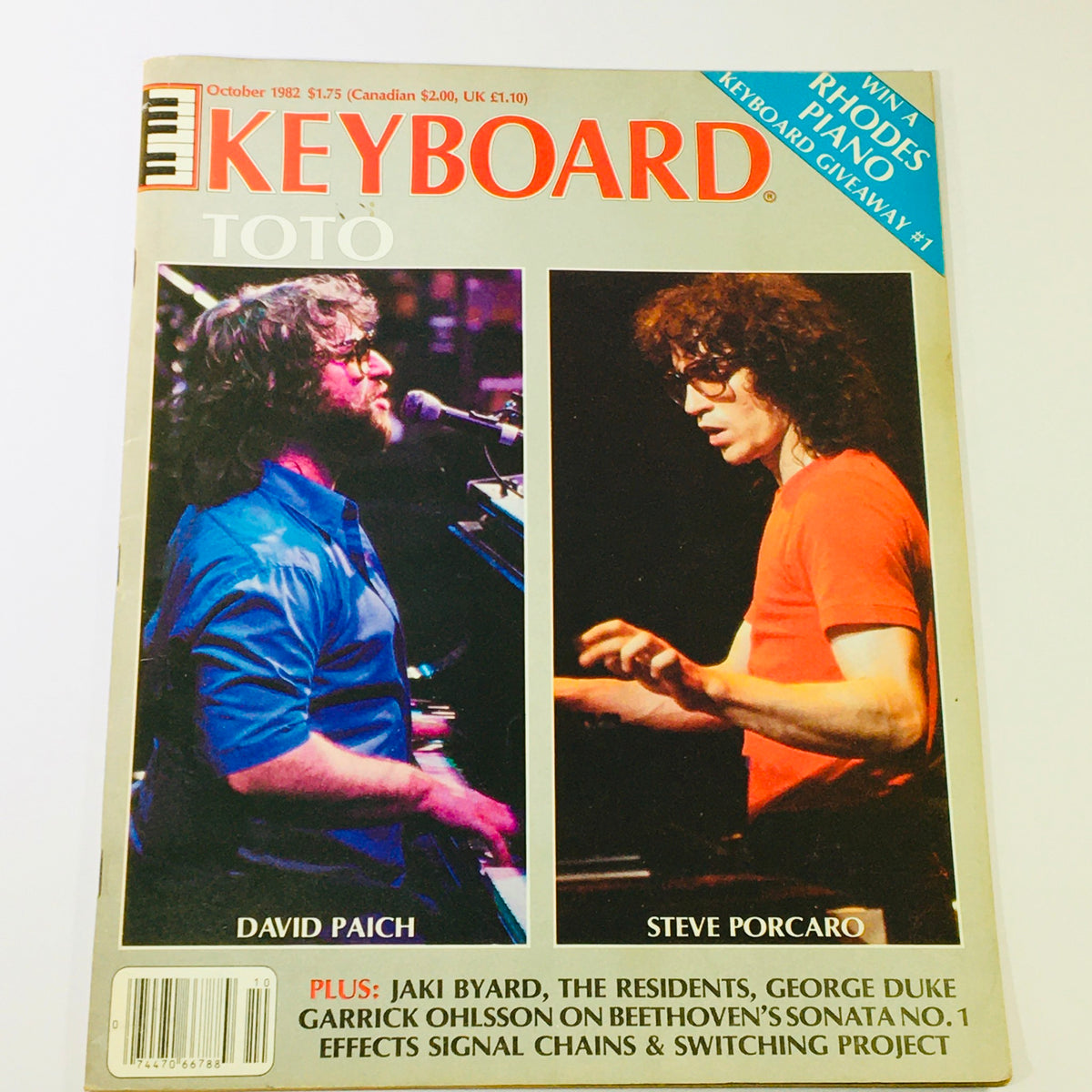 Cover of Keyboard Magazine October 1982 featuring David Paich and Steve Porcaro, showcasing the vintage music culture of the 1980s.