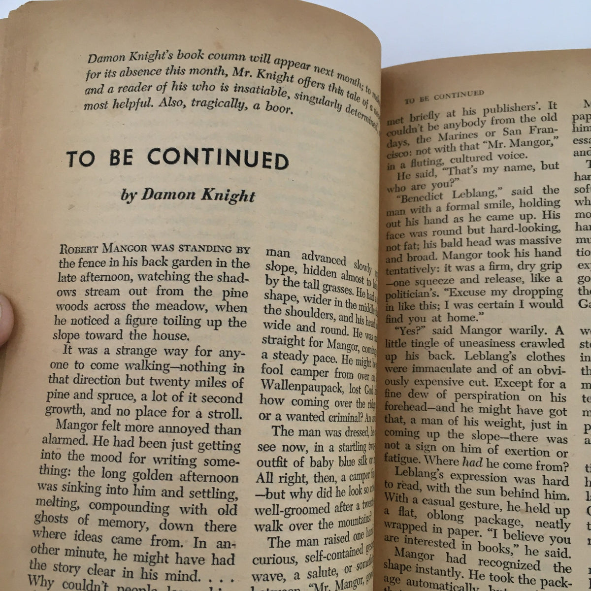 Interior page from Fantasy and Science Fiction October 1959 featuring the novella 'Starship Soldier' by Robert A. Heinlein, showcasing the beginning of a story by Damon Knight.