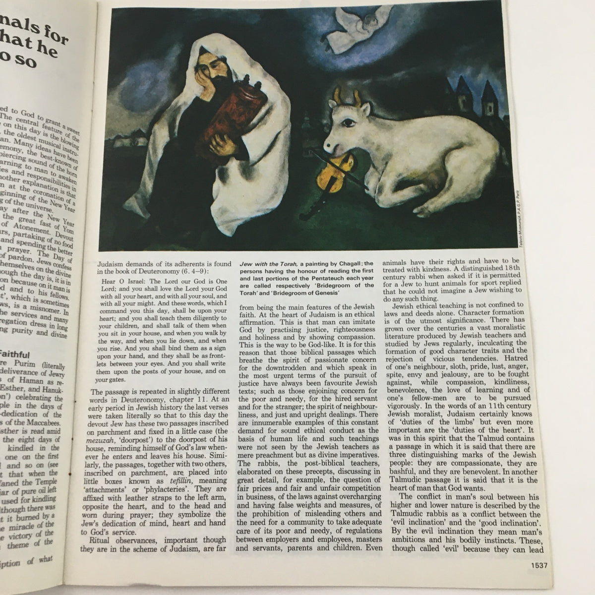 Interior page of Man Myth & Magic Magazine Part 55 illustrating a painting by Chagall, showcasing themes of Jewish spirituality with a woman and a cow.