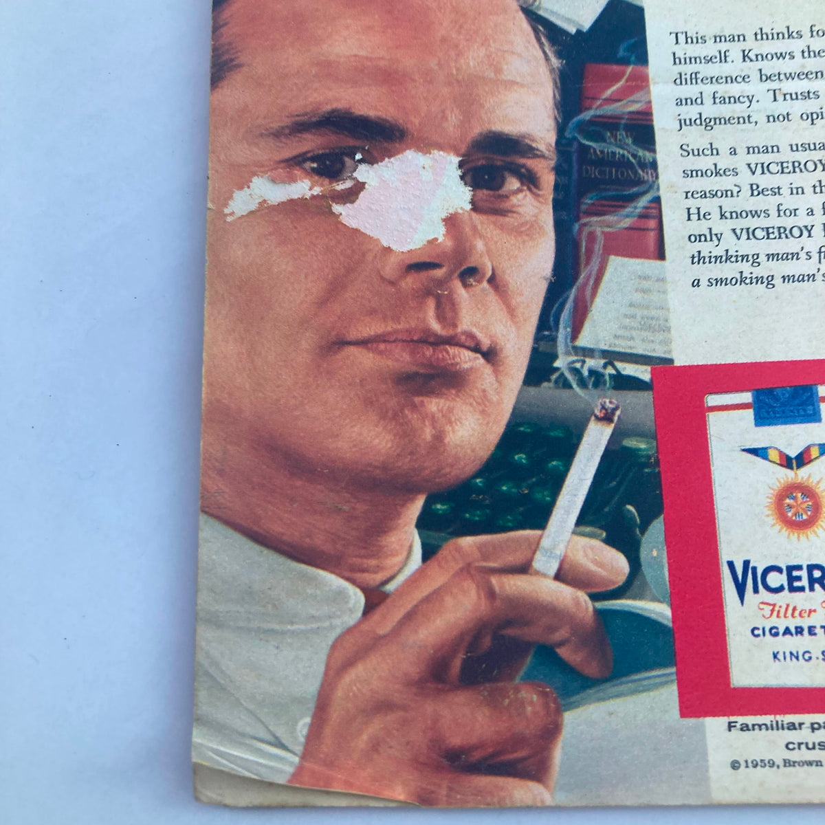 Back cover of TV Guide Magazine January 24 1959 Vol 7 No. 4 featuring an advertisement with a man holding a cigarette and Viceroy cigarette branding. It highlights the vintage appeal of this collectible magazine.