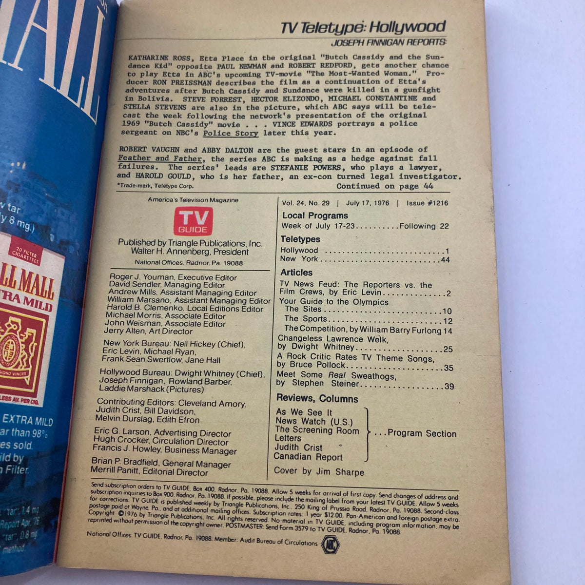 TV Guide Magazine July 17 1976 #1216 The Olympics Minneapolis-St. Paul Ed.