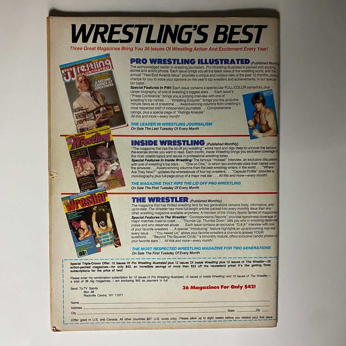 Vintage The Wrestler Magazine May 1986 Kevin, Lance, Kerry GD Interior No Label