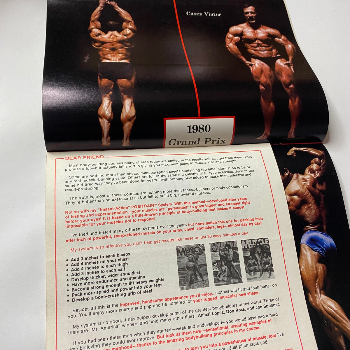 Centerfold page from Muscle Training Illustrated September 1980 showcasing bodybuilder poses from the 1980 Grand Prix.
