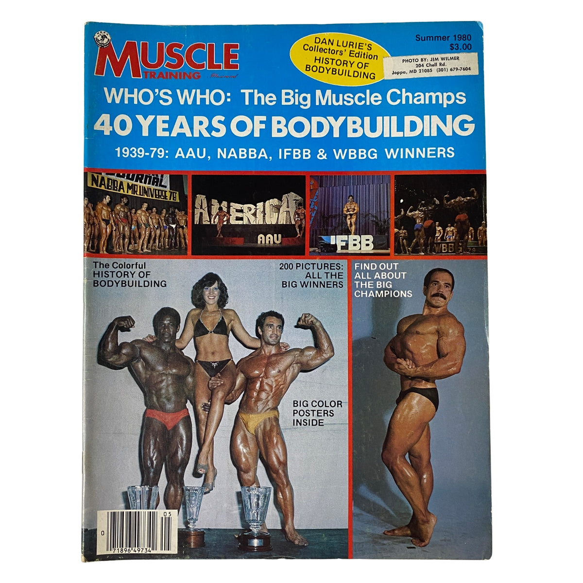 Cover of Muscle Training Illustrated, Summer 1980, featuring '40 Years of Bodybuilding' with champions Bertil Fox and Ahmet Enünlü.