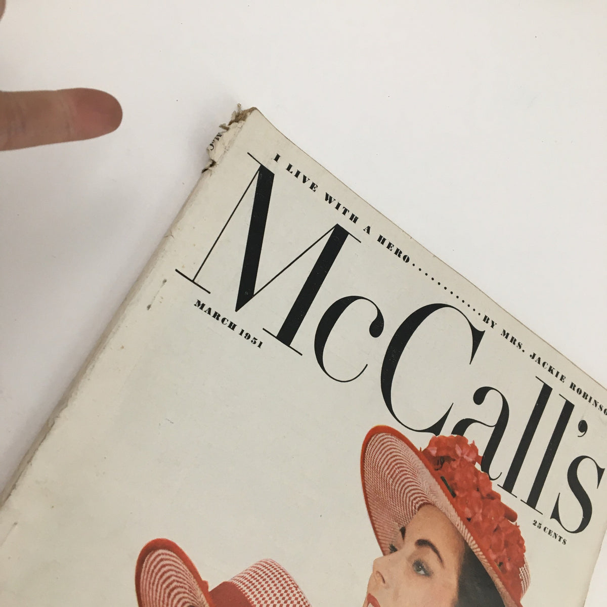 Top corner detail of McCall's Magazine March 1951, showcasing the title and month's features.