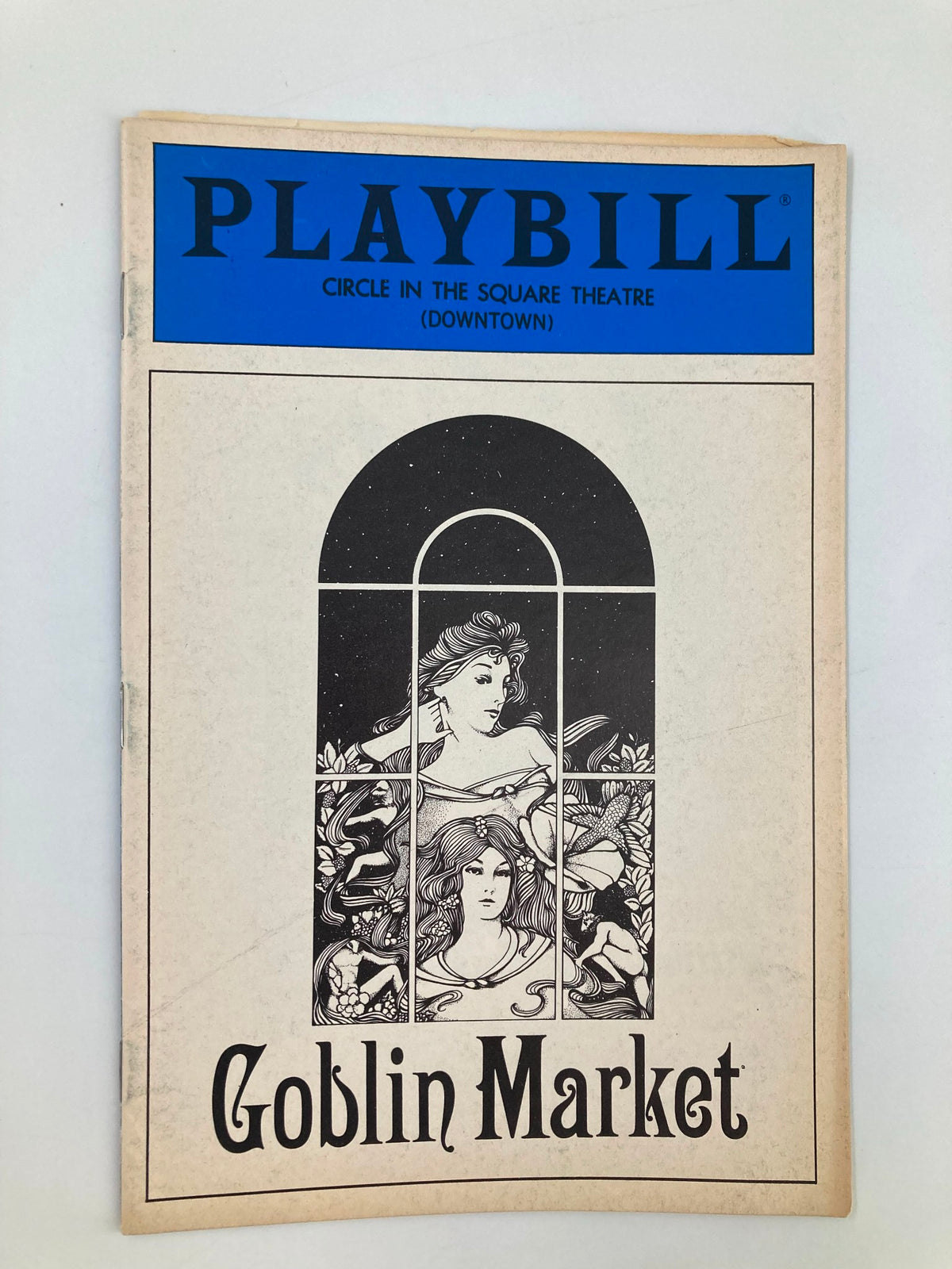 1986 Playbill for Circle In The Square Theatre featuring the production of Goblin Market, depicting artistic cover design with illustrations.
