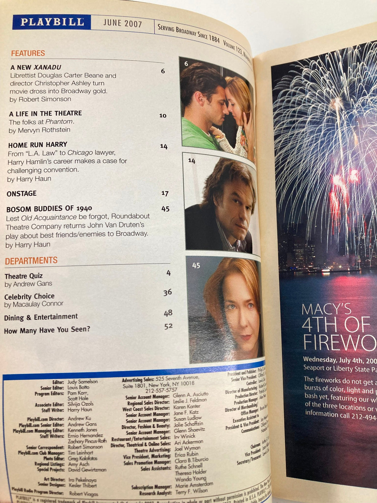 Inside pages of the 2007 Playbill for Crazy Mary, including production and cast details at Playwrights Horizons.