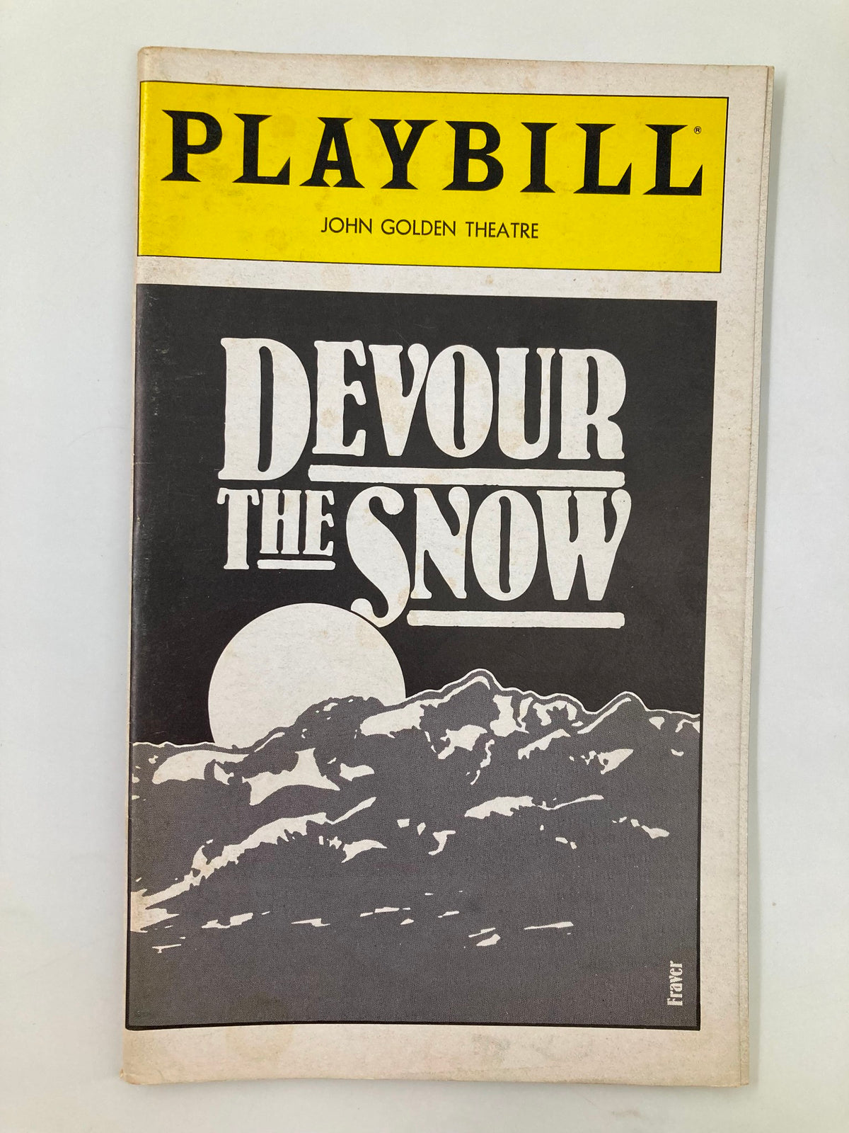 1979 Playbill for Devour the Snow at the John Golden Theatre featuring artistic cover design