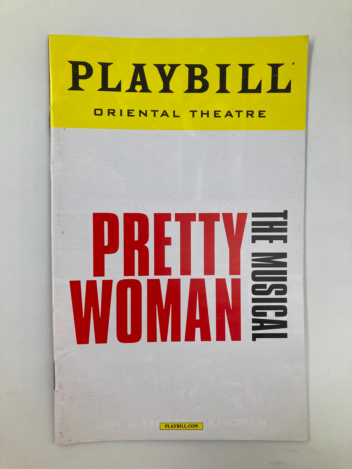 2018 Playbill for Pretty Woman the Musical at the Oriental Theatre featuring bold title design.