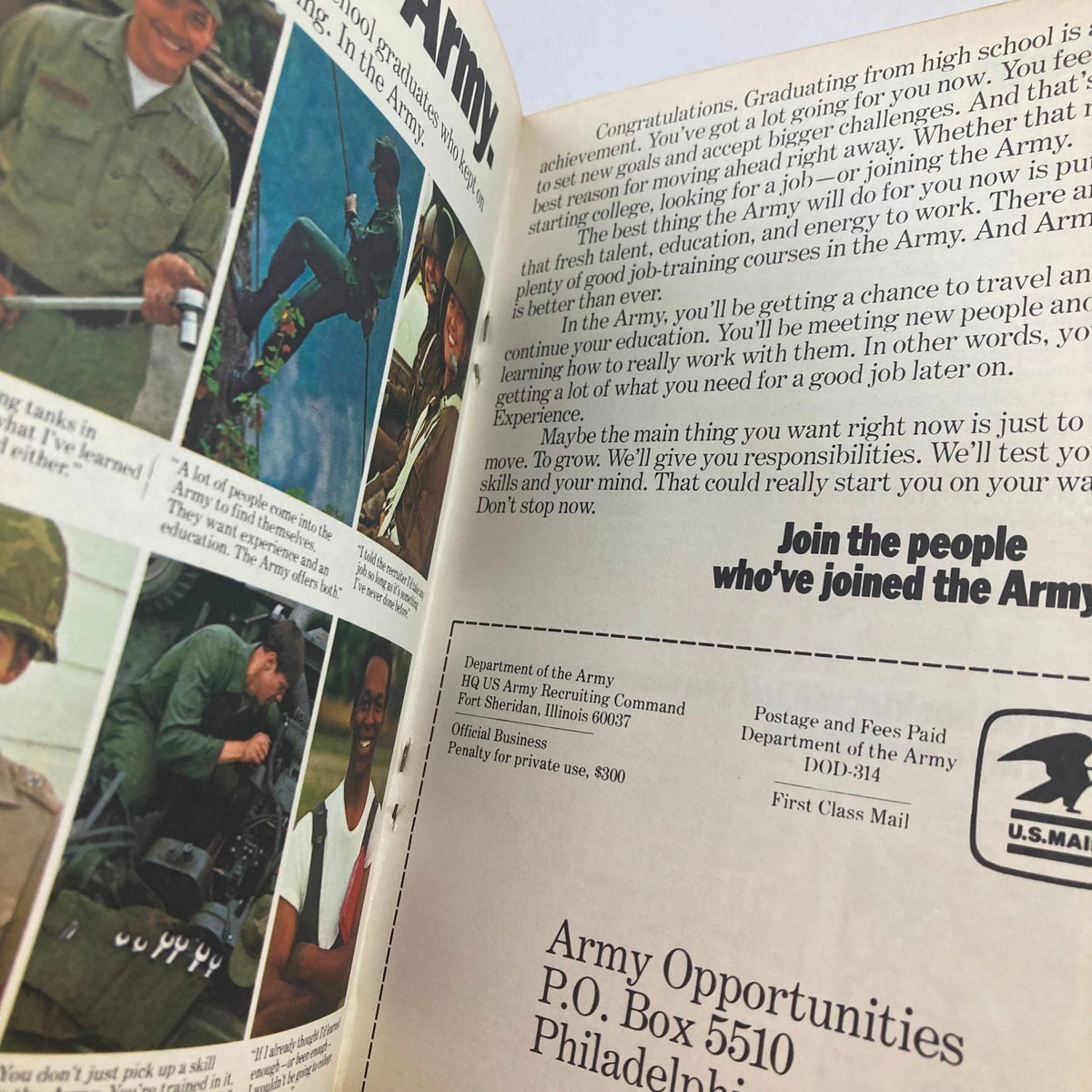 Advertisement in TV Guide Magazine April 24 1976 #1204 promoting Army opportunities for high school graduates, highlighting educational and career benefits of joining the Army.