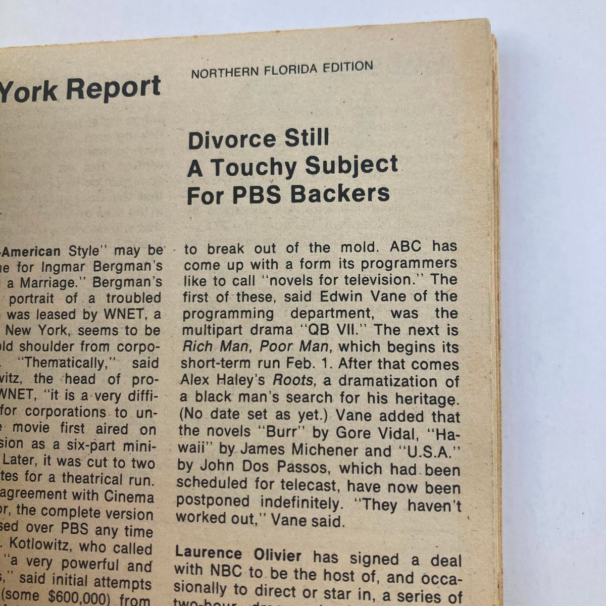 Article page from Northern Florida edition of TV Guide Magazine January 31 1976 discussing television programming, featuring a focus on divorce as a topic.