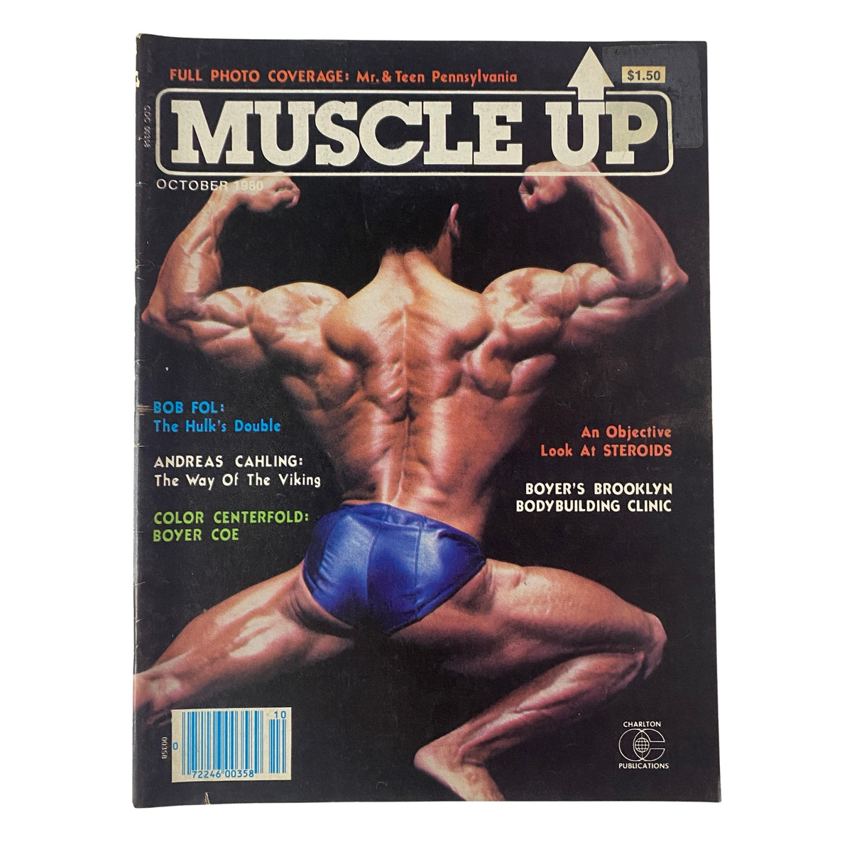 October 1980 issue of Muscle Up Magazine featuring Chris Dickerson on the cover, showcasing bodybuilding content including an article on steroids, Boyer Coe centerfold, and various bodybuilding features.