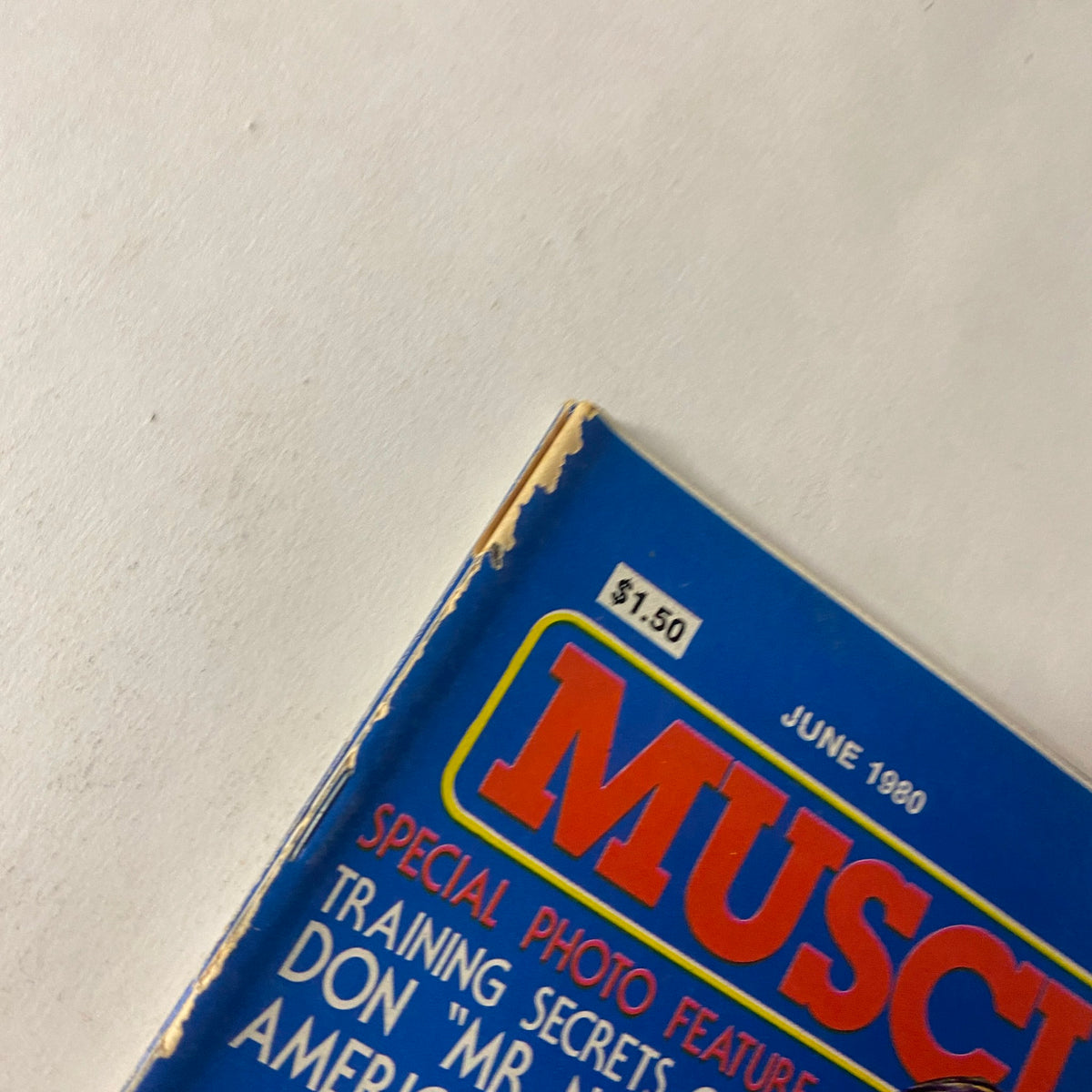Close-up image of the top corner of Muscle Up Magazine June 1980, highlighting the magazine title and issue date.
