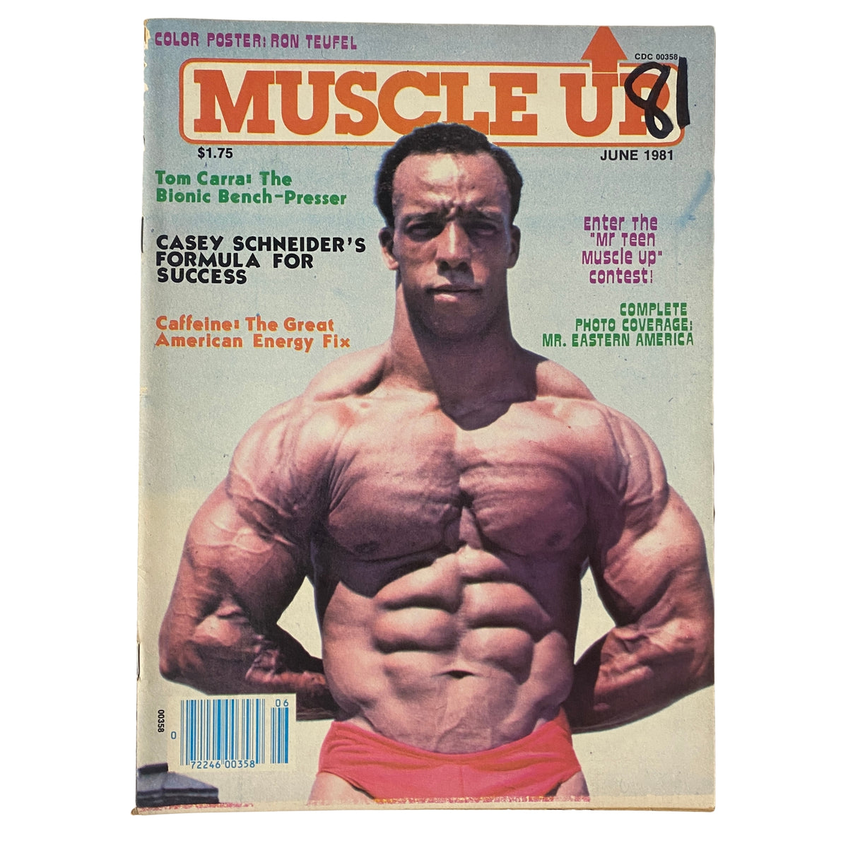 Cover of Muscle Up Magazine June 1981 Vol 3 No 11 featuring a muscular man showcasing his physique, highlighting the theme of bodybuilding.