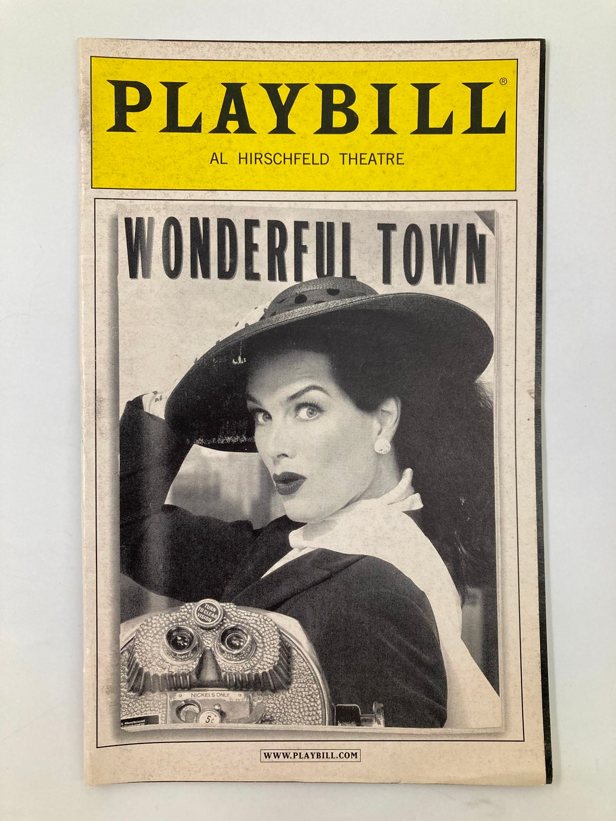 2005 Playbill for Wonderful Town featuring Brooke Shields at Al Hirschfeld Theatre, showcasing a vintage design with a black and white image of a woman in a stylish hat.