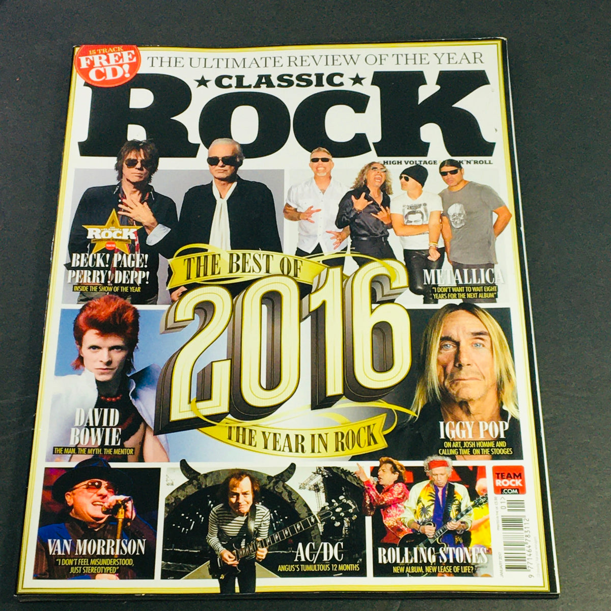 Classic Rock Magazine January 2017, Issue #231 featuring David Bowie and Van Morrison on the cover, celebrating the best of 2016 in rock music.