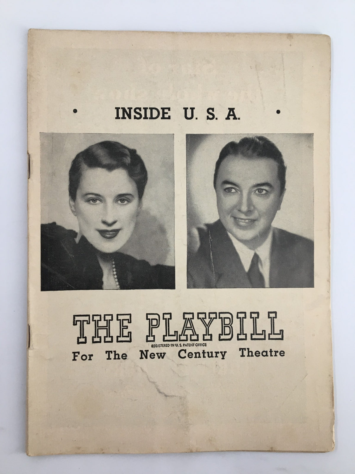 1948 Playbill for Inside U.S.A. at the New Century Theatre featuring photographs of performers Beatrice Lillie and Jack Haley.